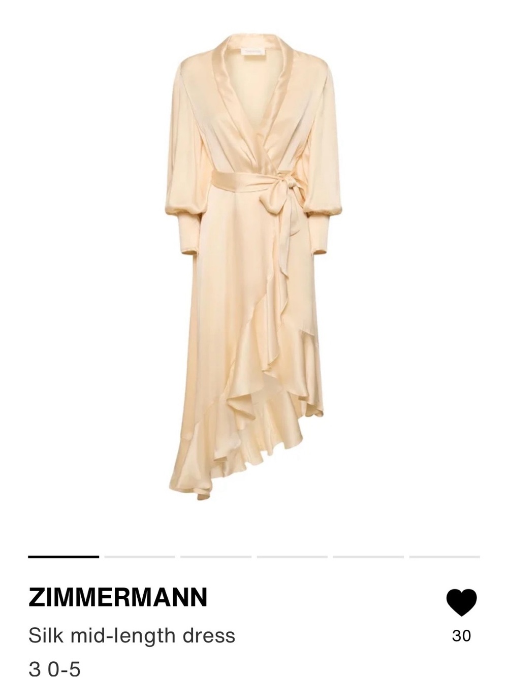 Zimmermann Pale Peach Silk Wrap Midi Dress